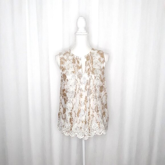 Moulinette Soeurs Skyler Shine Gold Lace Blouse - Picture 2 of 11